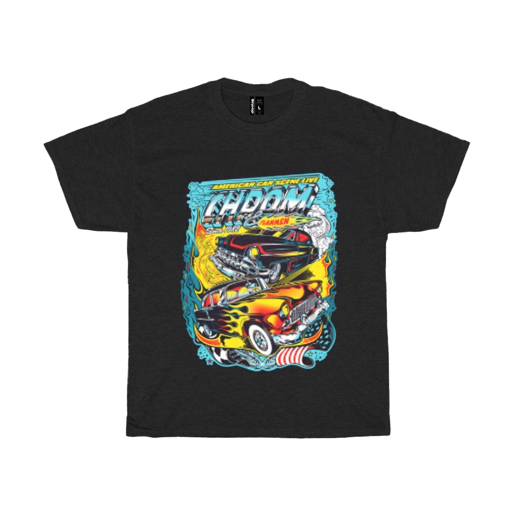 Ready Stock - Kaos Nascar Crome Flammen Vintage Regular Fit Print On Cotton Material