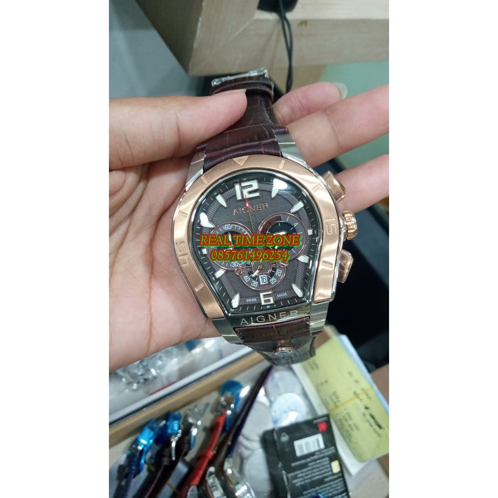 Jam Tangan Grosir Aigner Palermo Terlaris Kulit Big Watch Gold Garansi 1th Complete