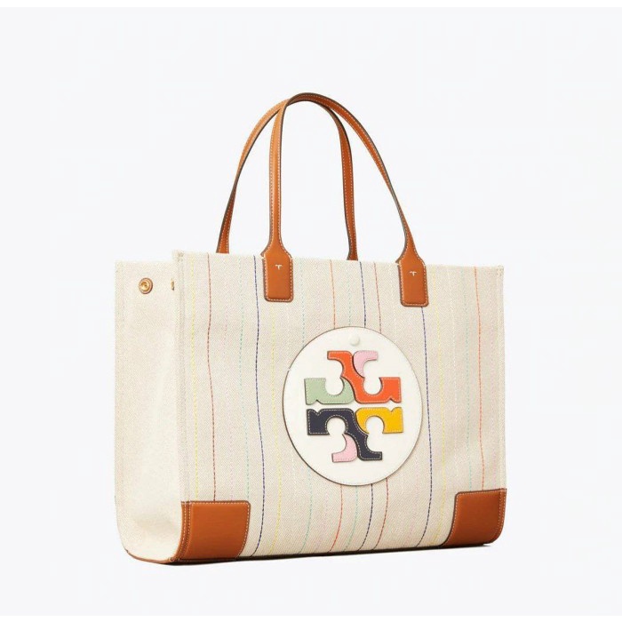 Tas Tory Burch 64946 Multicolored Canvas Ella Tote Shoulder Bag Large