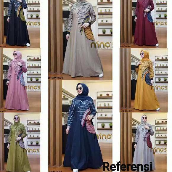 Siap Kirim.. gamis toyobo ninos polka 001/gamis terbaru/gamis tercantik/gamis terlaris/gamis elfath