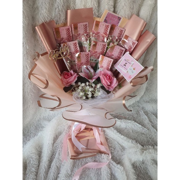 Money bouquet/buket uang asli ( Harga Full jasa+kebutuha  uang sesuai Gambar)
