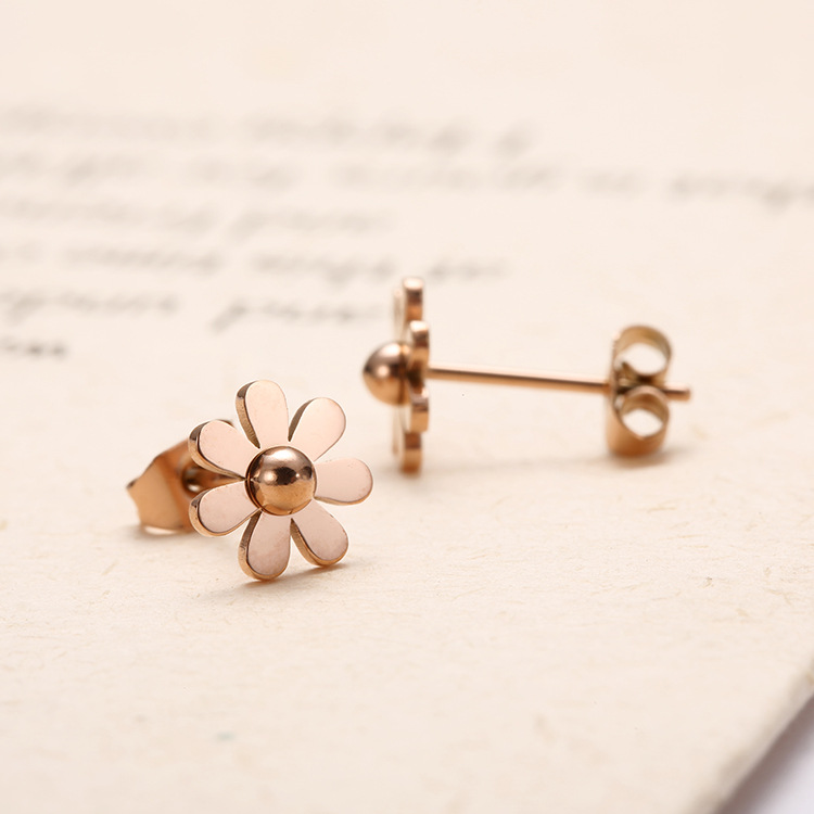 Anting Titanium Bunga Matahari Daisy Korea Untuk Fashion Anak Perempuan