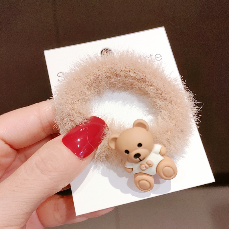 MURMURE.ID | IKAT KARET RAMBUT BULU EARTH WARM TONE IKAT RAMBUT IMPORT KOREA STYLE LUCU MURAHHA160-KHAKI BEAR