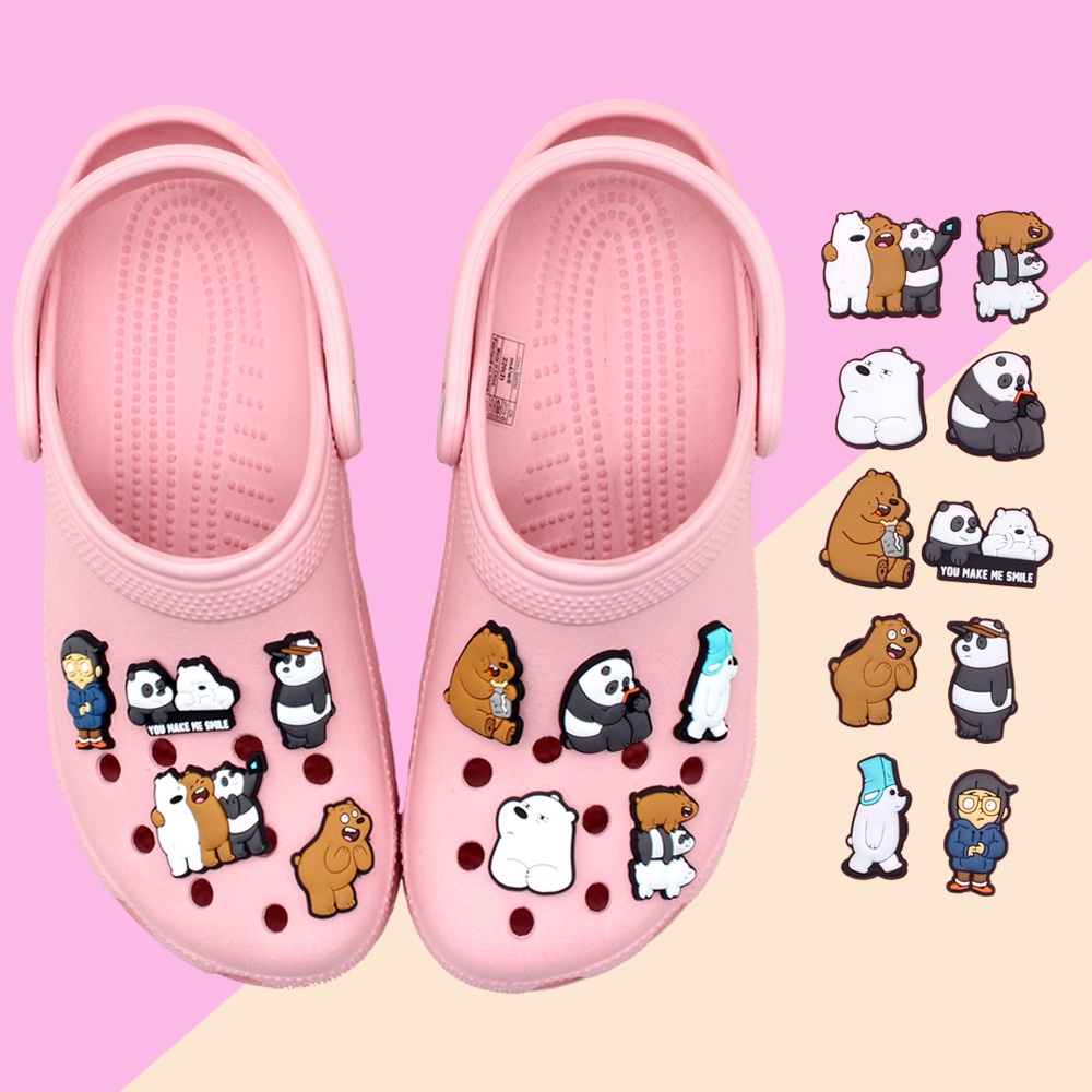 charms Jibbitz Gantungan Sepatu / Sandal Motif Kartun anime Three Bare Bears sandal Bahan DIY Bisa Dilepas decorate shoe accessories Crocs