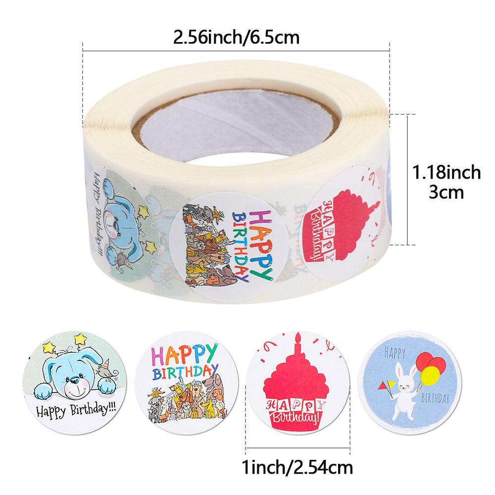 Preva 500 Pcs/Roll Happy Birthday Stiker Scrapbooking Amplop Segel Alat Tulis Perlengkapan Pesta Round Sealing Label