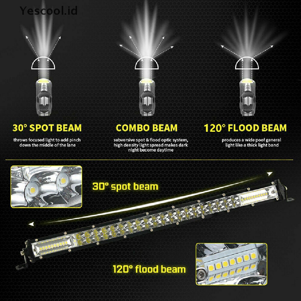 (Yescool) Lampu Sorot Led Baris Ganda 20 &quot;1200W Untuk Truk Suv 22&quot;