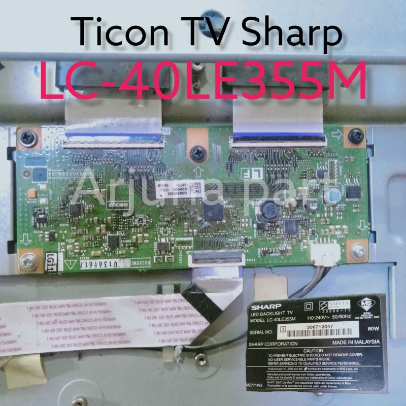T con tv Sharp lc40le355m - mesin Ticon tv Sharp lc40le355m