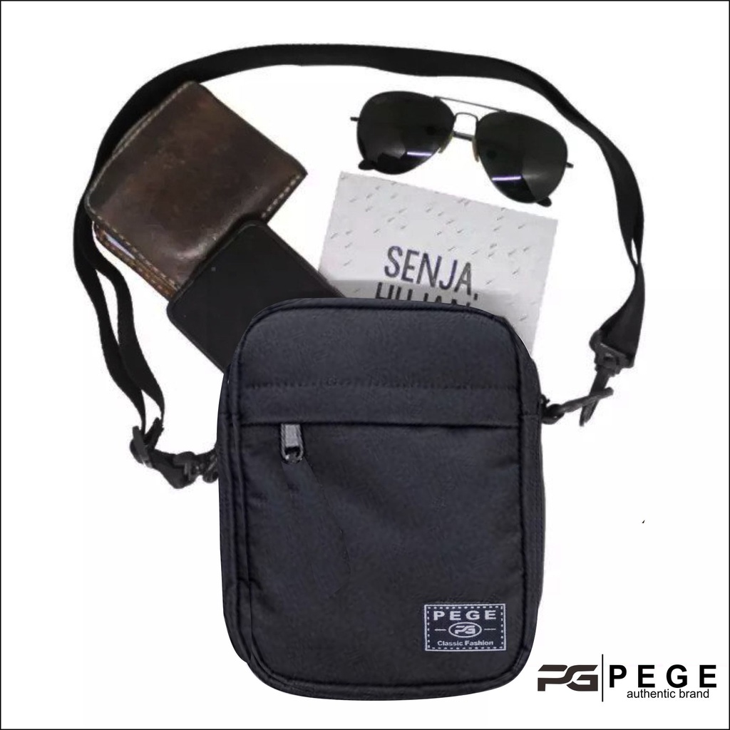 Tas Selempang Pria Kasual Polos Hitam Slempang Cowok Keren Slingbag Bahu Pria - PG - 8864