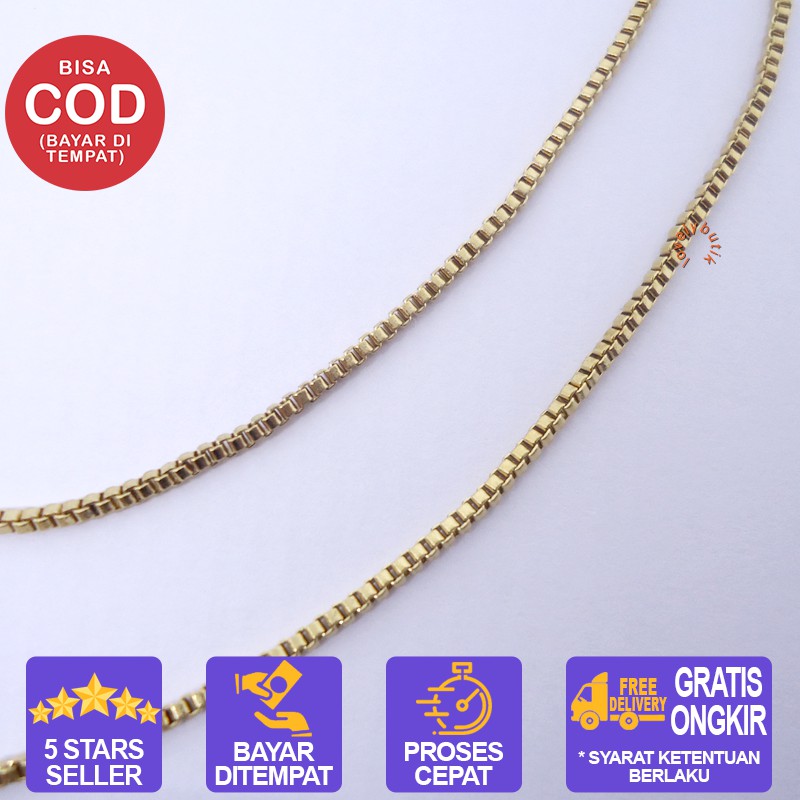Rantai Kalung Titanium Anti Karat Italy Rantai Kalung Ukuran 45 cm Warna Emas - Lovelybutik