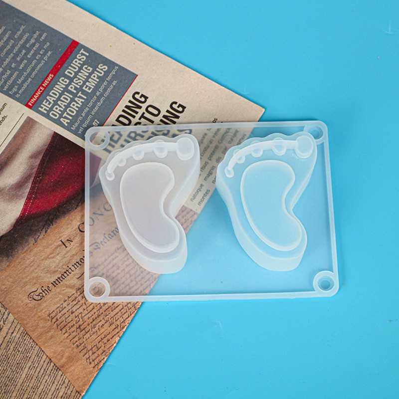 Glitter Shiny Baby Foot Keychain Crystal Epoxy Resin Mold Hanging Pendant Silicone Mould DIY Crafts Jewelry Casting Tools