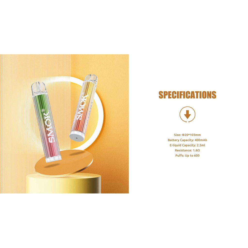 SMOK RAINBOW BAR AUTHENTIC - PODS BAR DISPOSABLE POD 600 PUFF