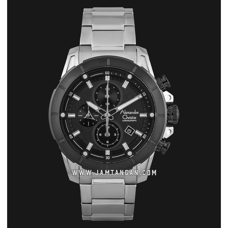 Alexandre Christie AC 6522 MC BTBBA Chronograph Men Black Dial Stainless Steel Strap