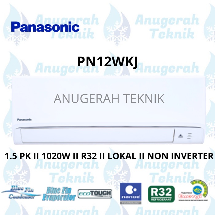 AC SPLIT PANASONIC 1.5 PK 1.5PK R32 STANDAR NON INVERTER - PN12WKJ