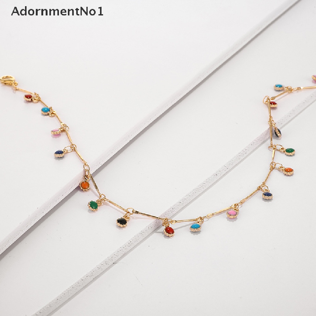 (AdornmentNo1) Kalung Choker Rantai Banyak Warna Aksen Rumbai Gaya Boho Untuk Wanita