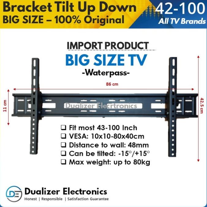 Bracket TV 90 85 80 75 70 65 60 55 inch Smart TV Besar Waterpass
