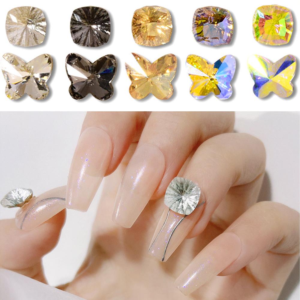 NEEDWAY Dekorasi Nail Art 10Pcs Runcing Lotus Milenium Berlian Shiny Butterfly Nail Rhinestones