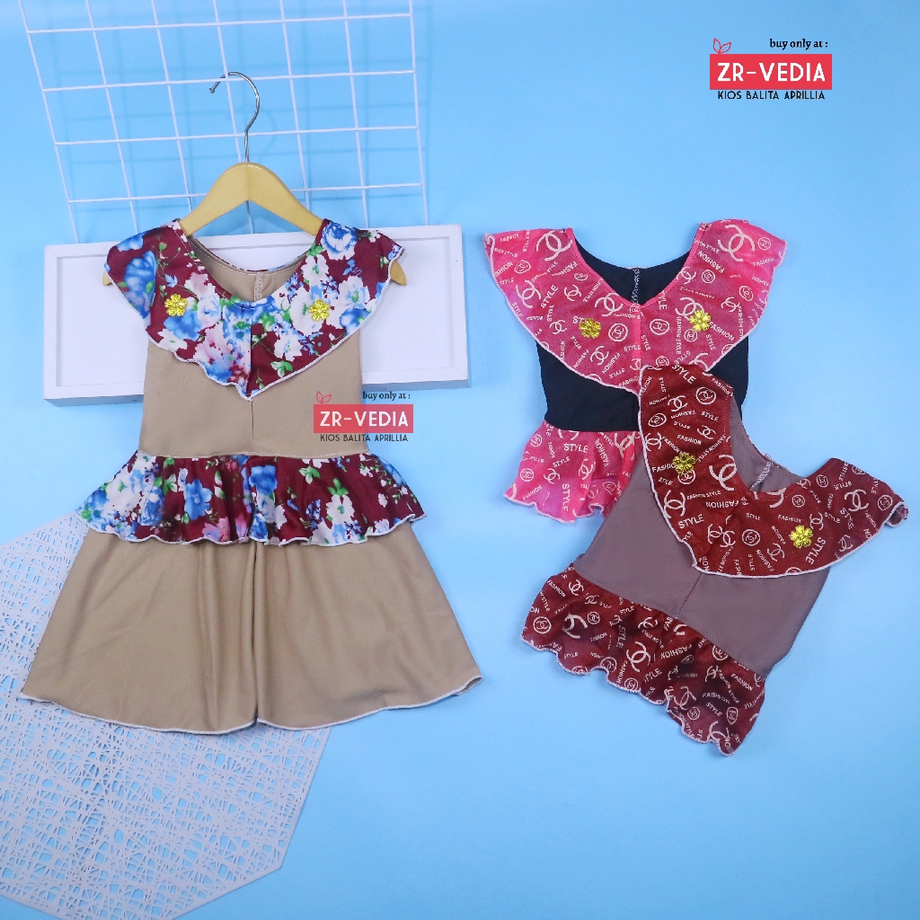 Dress Helen Bayi 3-12 Bulan  / Dres Baby Anak Perempuan Baju Pesta Brukat Yukensi Murah Harian Adem