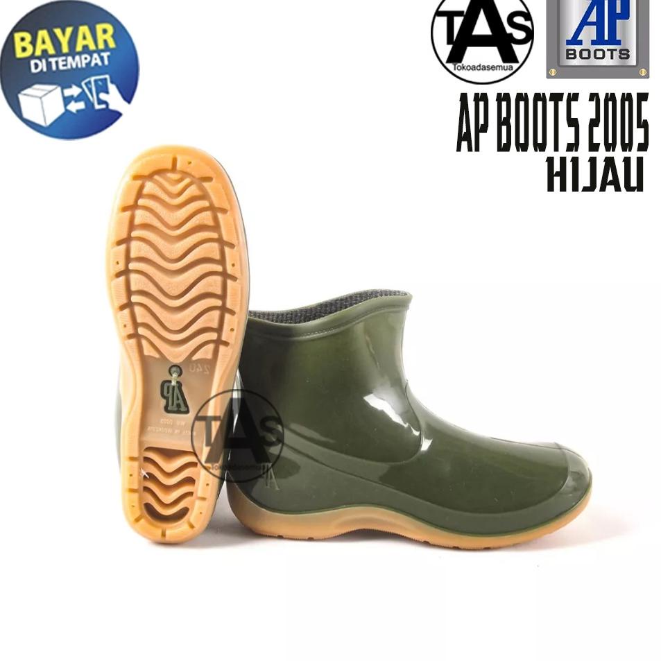 [PRODUK ETIYR] SEPATU PRIA BOOTS KARET AP 2005 HIJAU - HITAM PENDEK SIZE 36-41 / SEPATU BOOTS KARET 