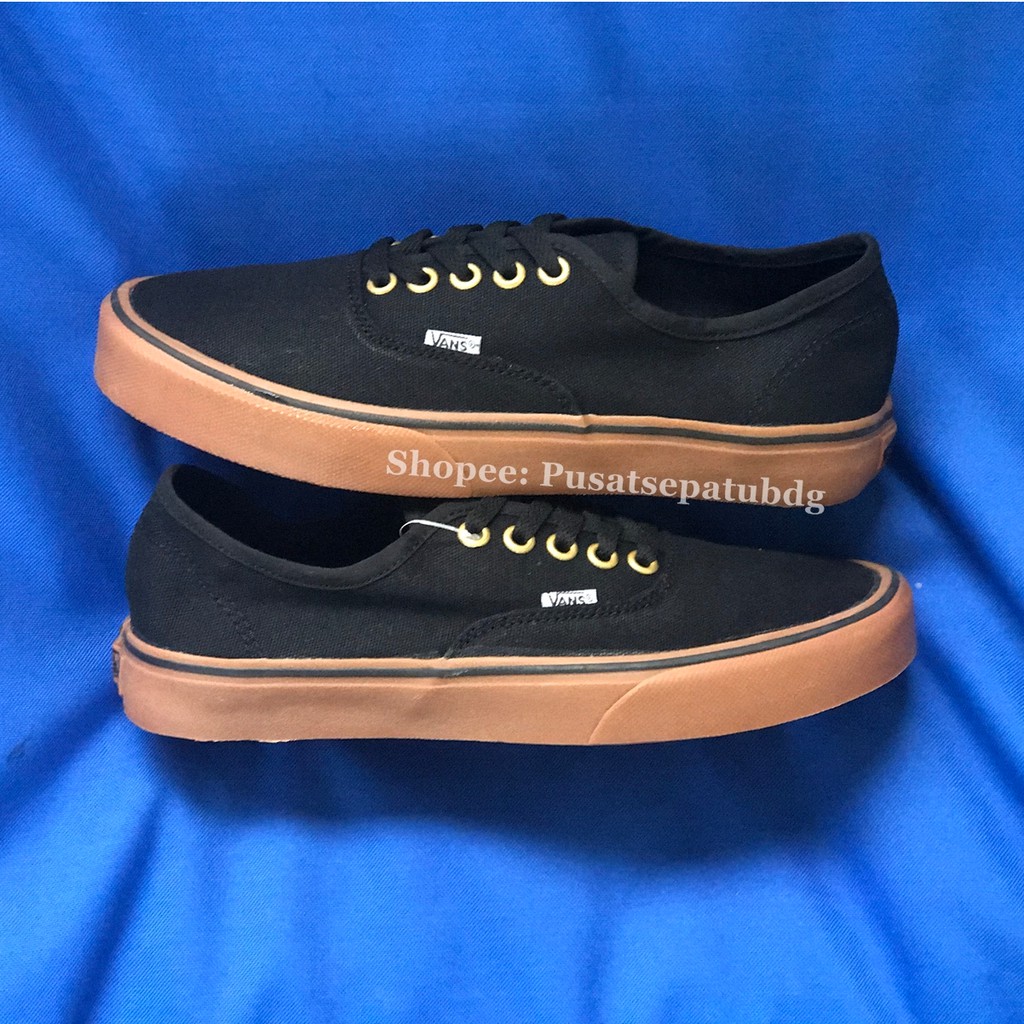 BISA COD VANS AUTHENTIC BLACK GUM LIST HITAM RING GOLD