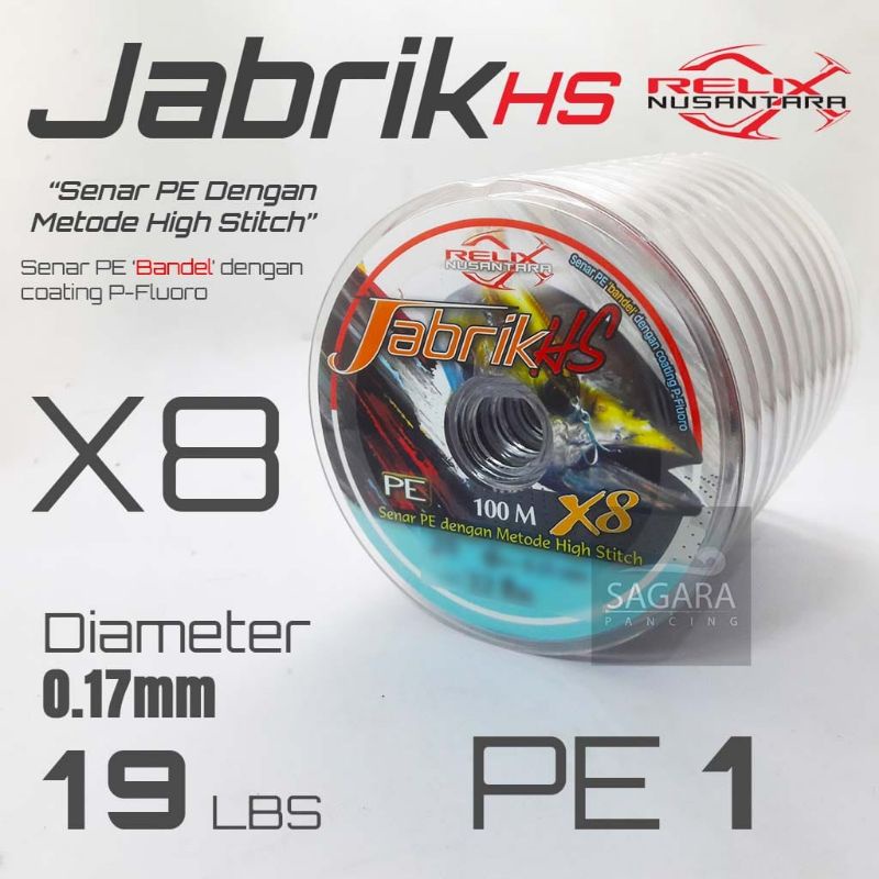 Senar PE X8 JABRIK HS 100m - Relix Nusantara