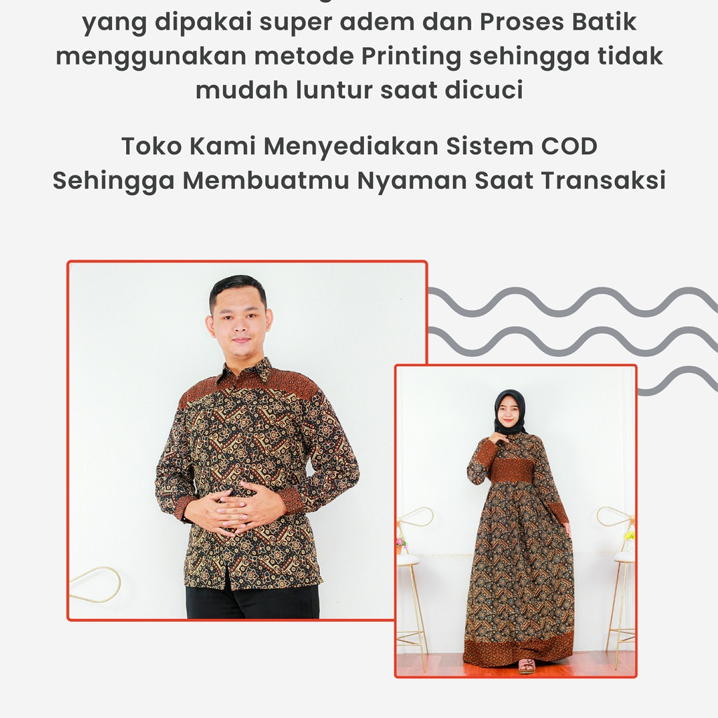 Saroja (084) Couple Keluarga Batik Gamis Batik Katun Premium Motif Mataram