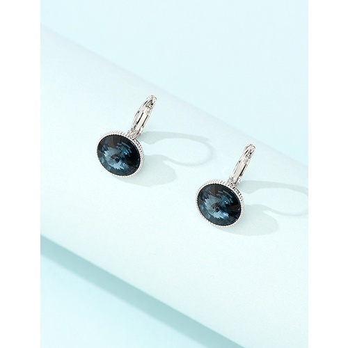 LRC Anting Jepit Fashion Blue Geometric Glass Diamond V52186