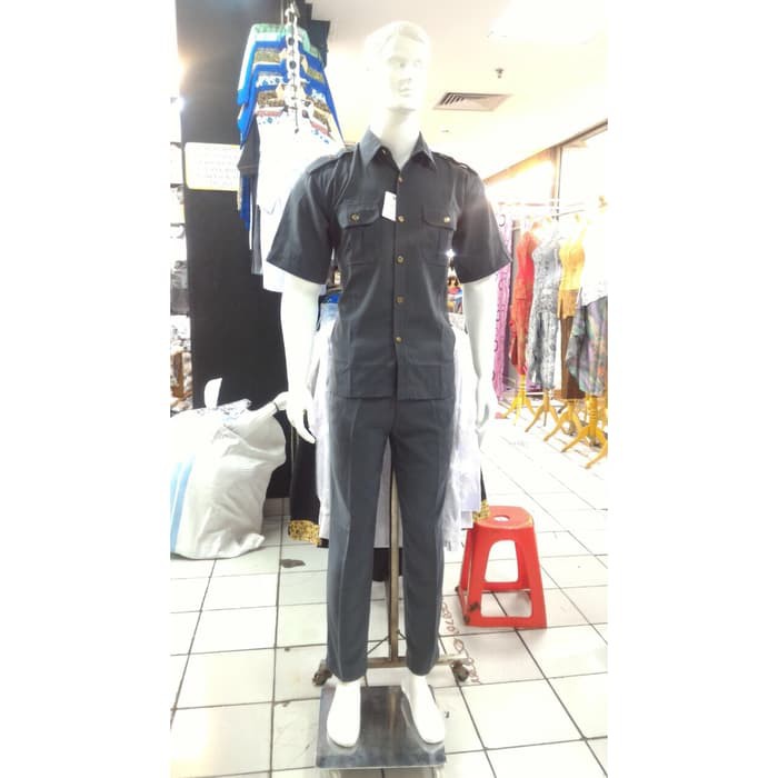 Baju Stelan Safari Satpam Sec Baju / Kemeja Safari Hitam Supir / Security High Twist 1 Stel