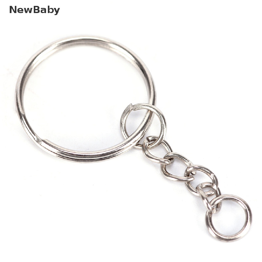 Newbaby 50PCS Ring Gantungan Kunci Silver Polished 25mm DIY