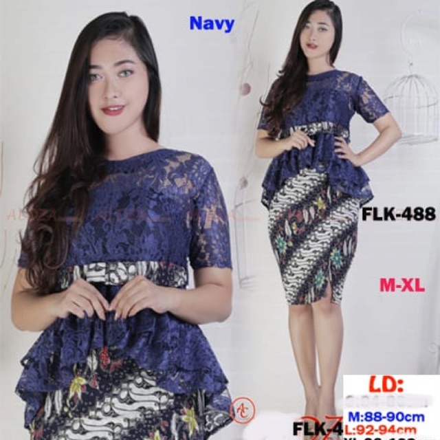 FLK-488 stelan kebaya bhn brokat +rok semi Sutra(karet keliling) +kamisol