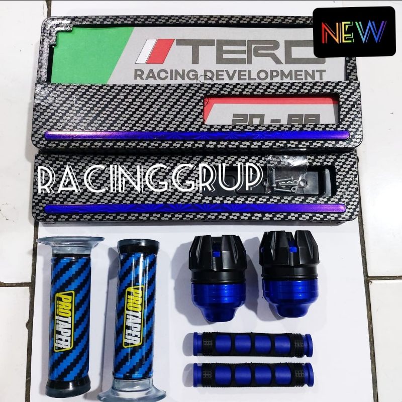 Paket plat carbon honda yamaha suzuki kawasaki komplit jalu as naga grip carbon karbon karet rem