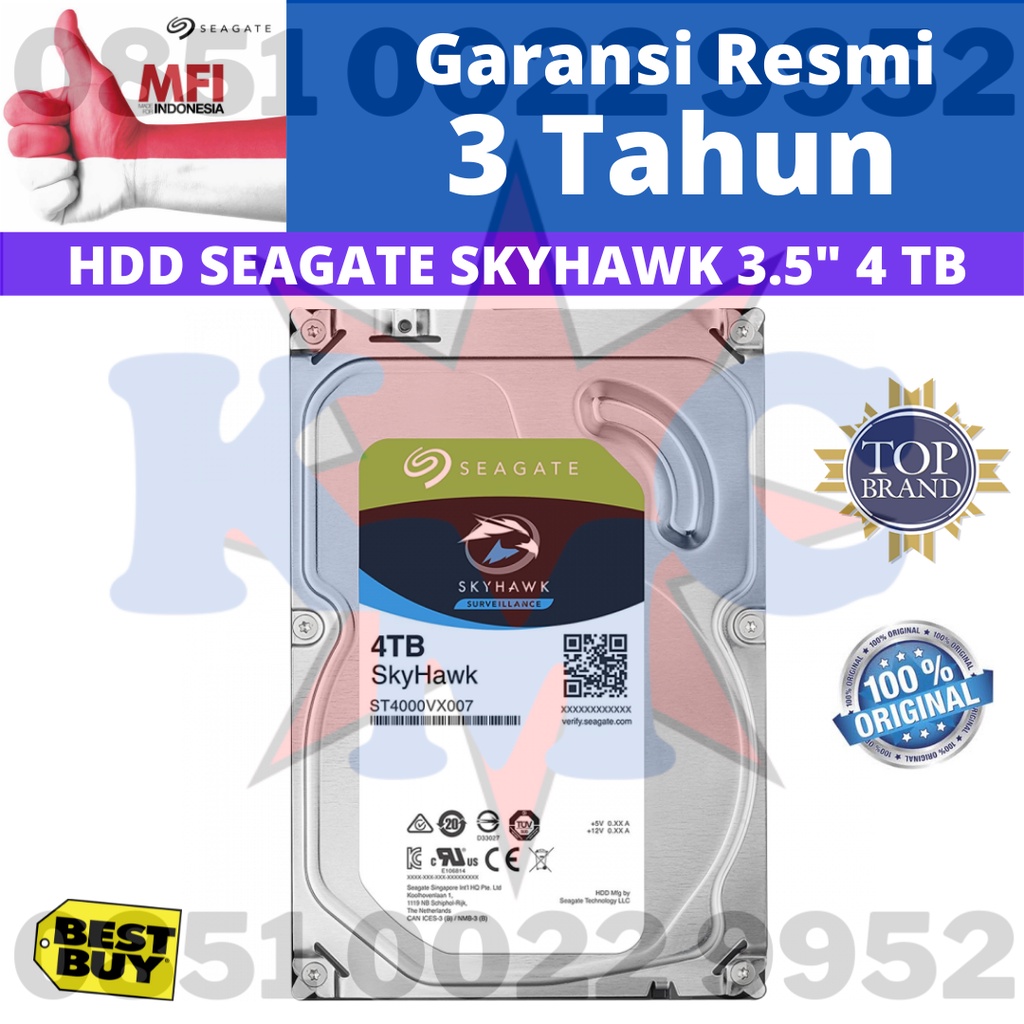 SEAGATE SKYHAWK HDD HARDISK CCTV 4TB RESMI