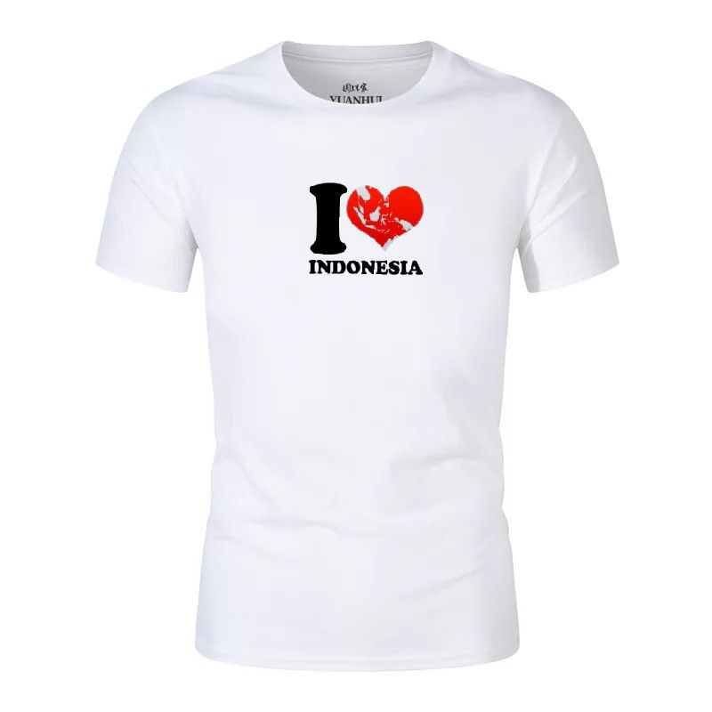 Kaos Pria Distro I love Indonesia Lengan Pendek Tshirt Lelaki Dewasa Baju Oblong Cod