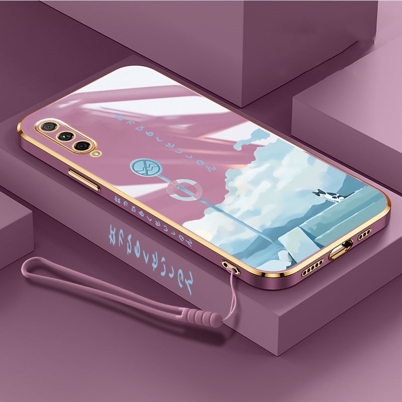 Cute Cat Phone Case For VIVO Y50 Y30 Y20i Y12S Y11 Y19 S1 PRO Y93 Y91C Y12 Y15 Y17 Y20S Y20 Y30i Luxury Cartoon Soft electroplate Lanyard cover couple
