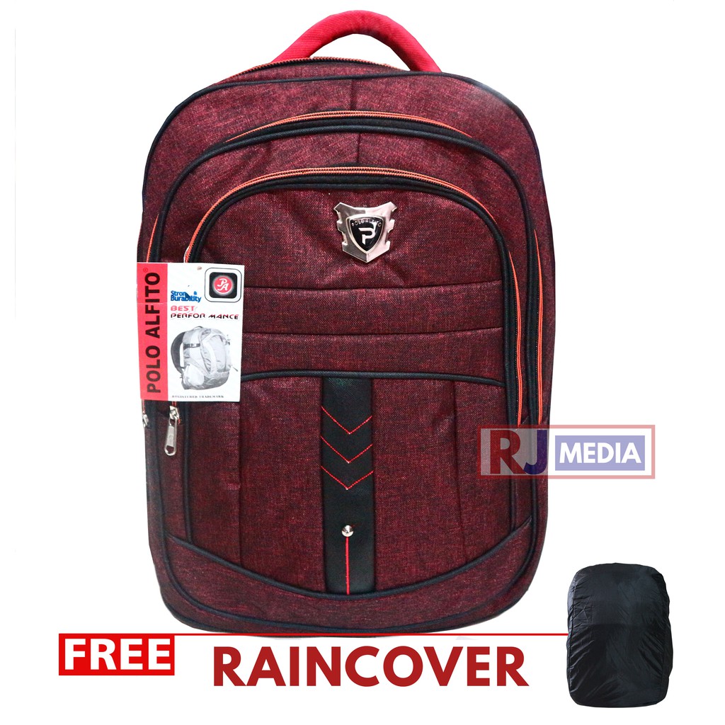 Tas Ransel Laptop In Polo Alfito Motif Panah Merah Elegant Stylish Backpack Sekolah SD SMP SMA Kuliah Kerja Free Raincover Tas Ransel Impor Kualitas Tinggi