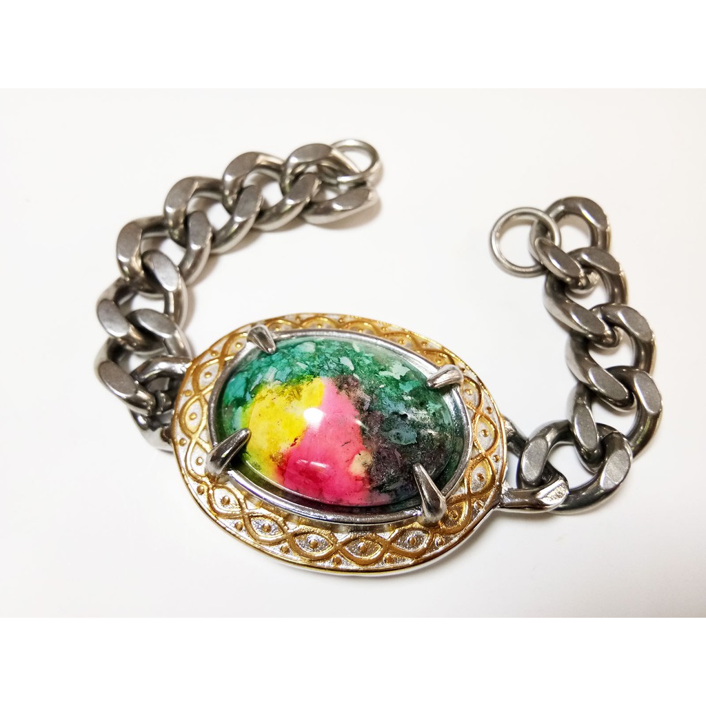 VeE Gelang Pria Wanita Titanium Batu Pancawarna Banyuwangi - Terapi Kesehatan