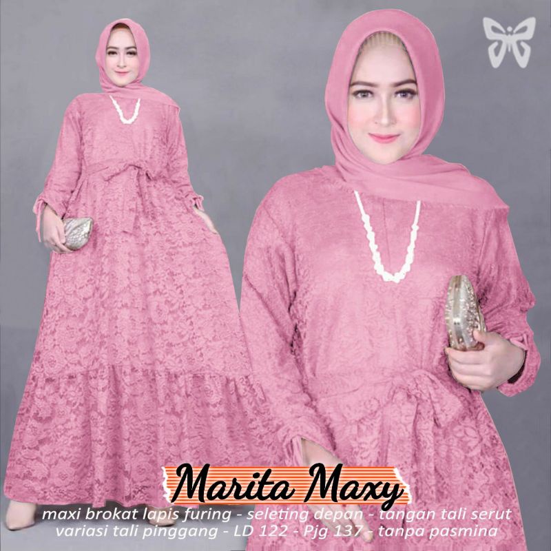 BAJU GAMIS MAXY MAXI BUSUI DRESS PESTA KONDANGAN NIKAHAN BRUKAT BROKAT WANITA MUSLIM BARU NEW L XL 3
