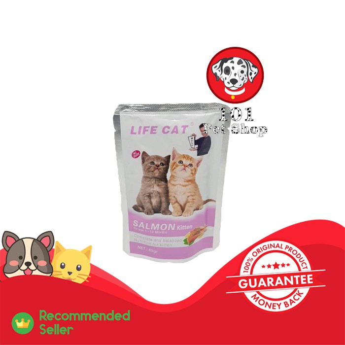 MAKANAN KUCING BASAH WET FOOD POUCH LIFE CAT SALMON KITTEN 85GR