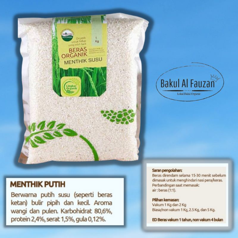 

Beras Menthik Putih / Susu | Beras Pandan Wangi | kemasan 1kg | Beras Non GMO | Beras Lingkar Organik