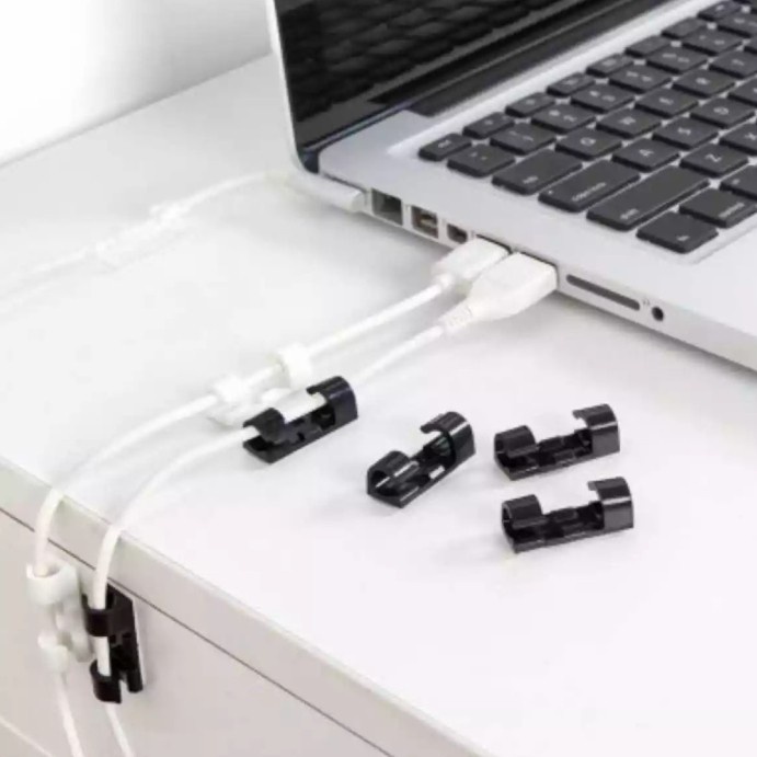 20pcs Cable clip putih organizer perapih kabel holder pengikat tempel