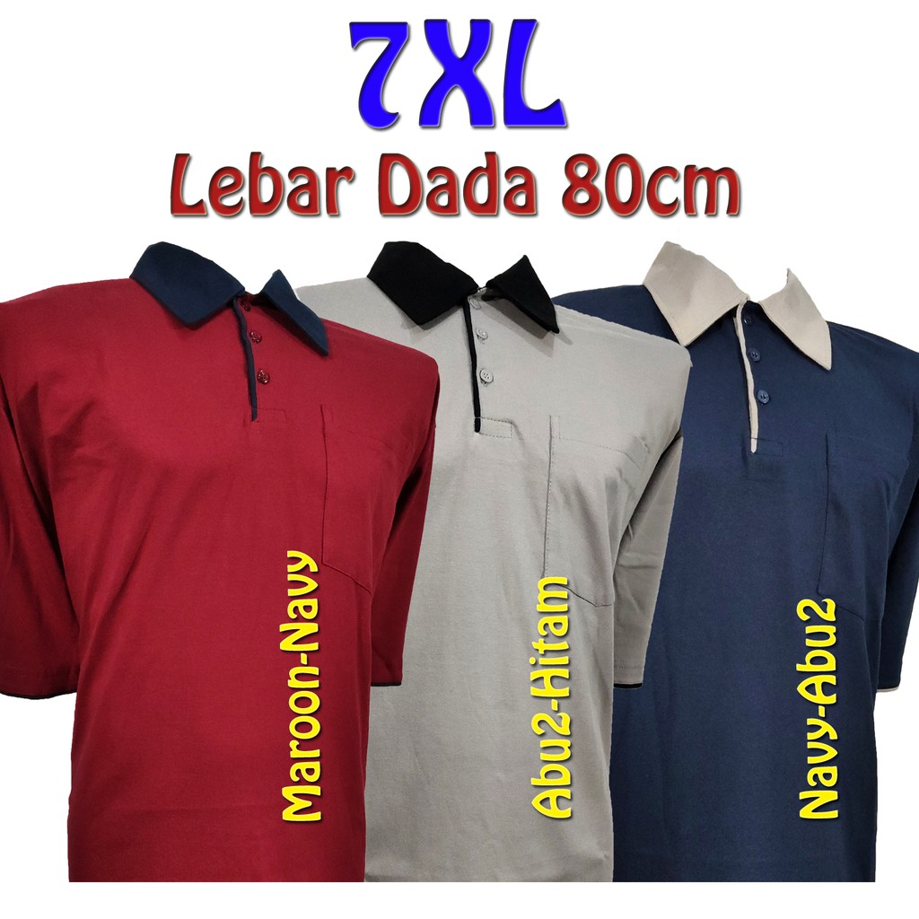  Kaos  Kerah  Kombinasi Pria Jumbo  Big Size Katun Combed 20s 