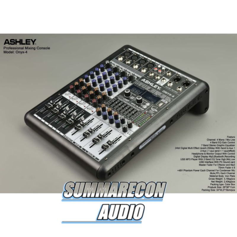 Mixer Ashley ONYX 4 Original Kualitas Terbaik 4Channel USB Bluetooth