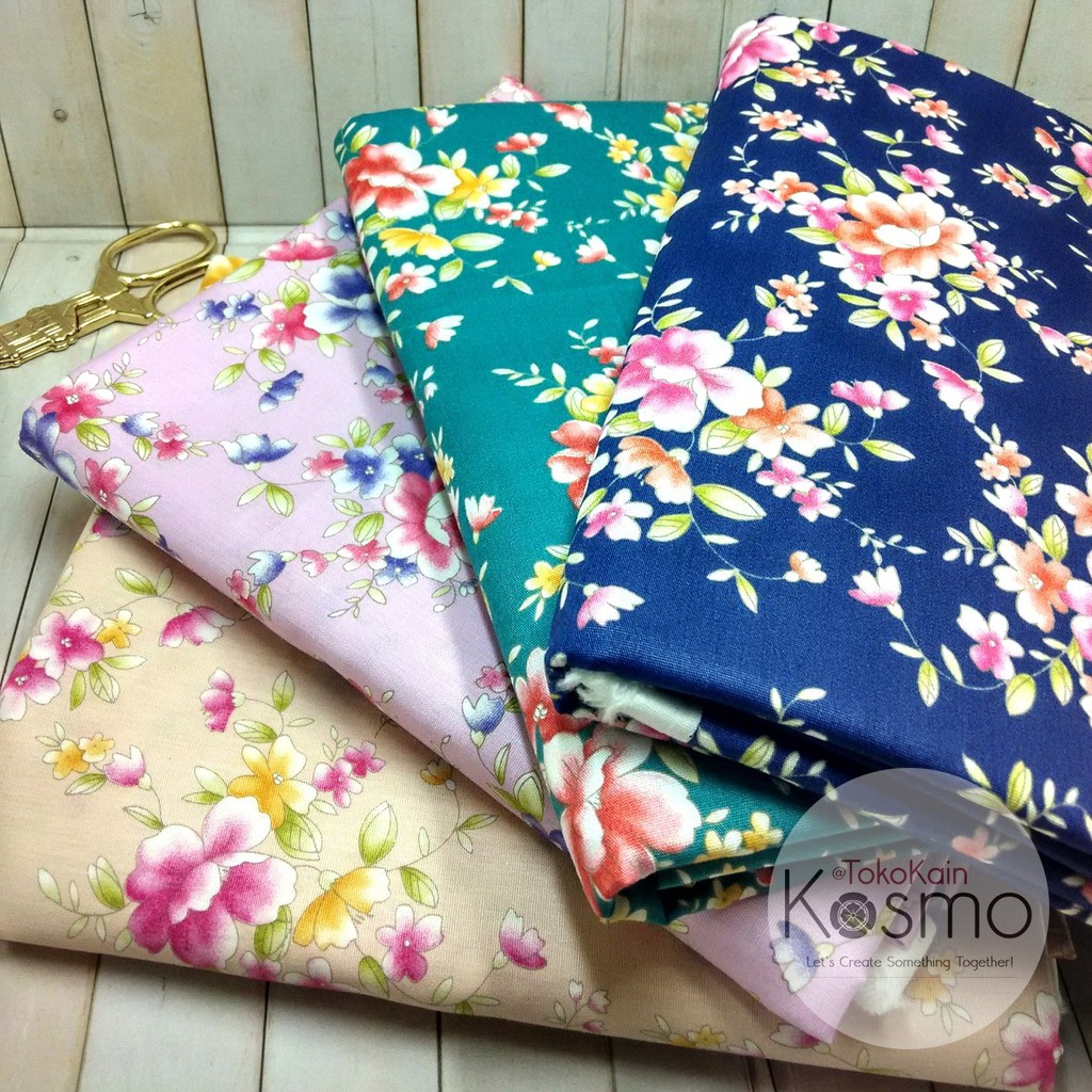 Kain Katun Jepang Twill Japan Design - Bunga Plumeria (Light Purple)