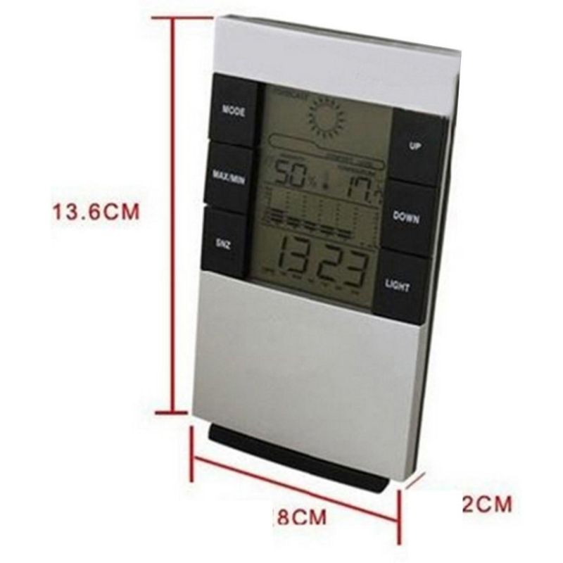 Alat Ruangan Termometer Weather Station Humidity Temperature Alarm Desk Clock / Jam Alarm