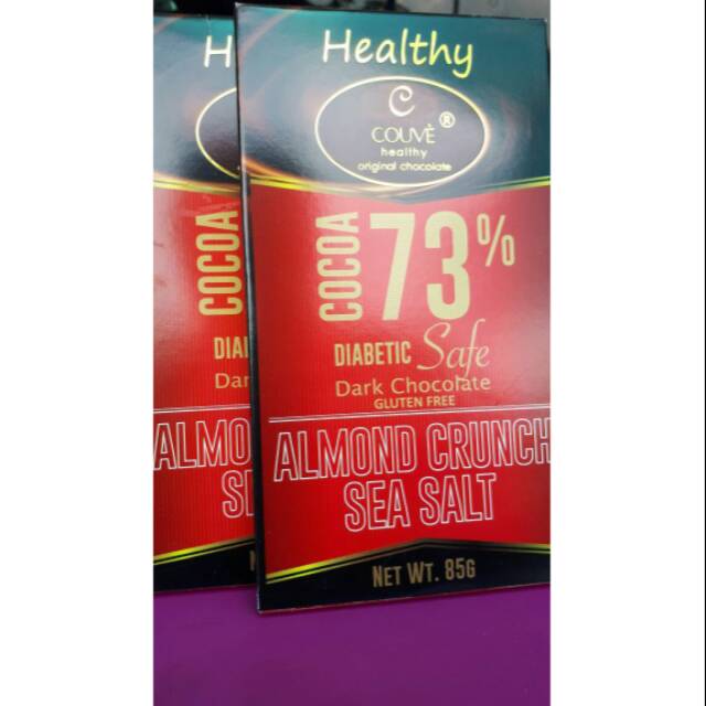 

Couve Healthy Choco 73% almond crunch sea salt 85g glutenfree Diabetic safe