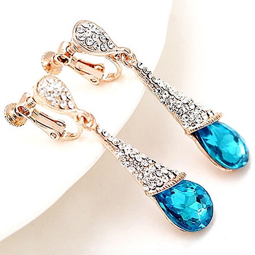 Hu Hu Hu Hu Hu Alat Bantu Pasang Kacamata♡ Anting Tusuk Gantung Desain Tetesan Air Hias Zircon / Berlian Imitasi Untuk Wanita