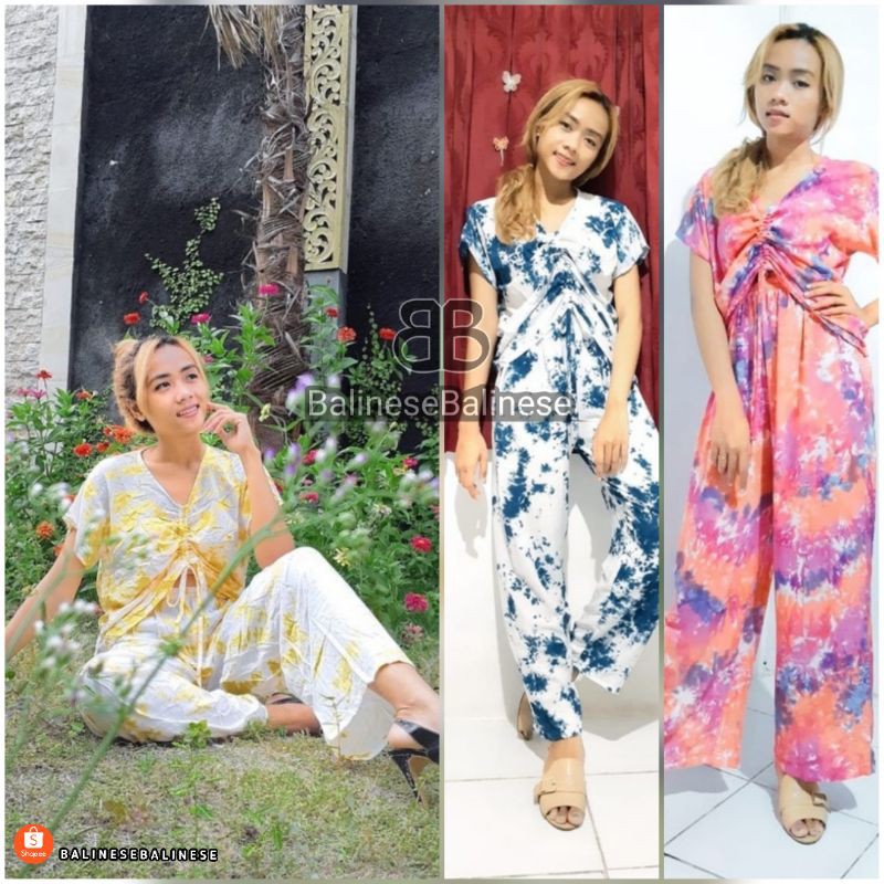 Setelan Serut Tiedye Abstrak BALI