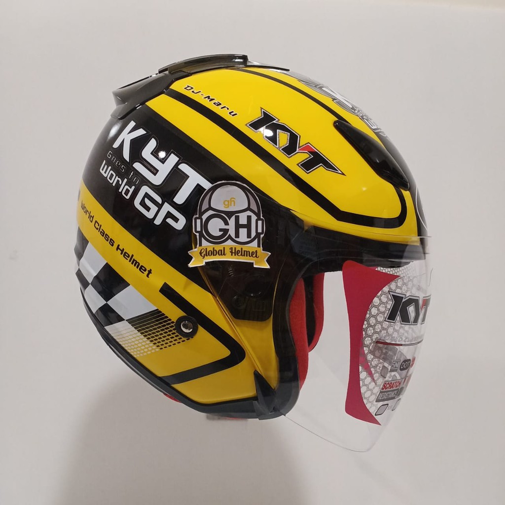 HELM HALF FACE KYT DJ MARU KYT DJMARU MOTIF #11 YELLOW GUNMETAL