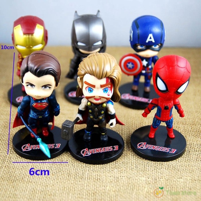 Figure Avengers Set 6 in 1 Pajangan Action Hiasan Dekorasi Figur Avenger Marvel