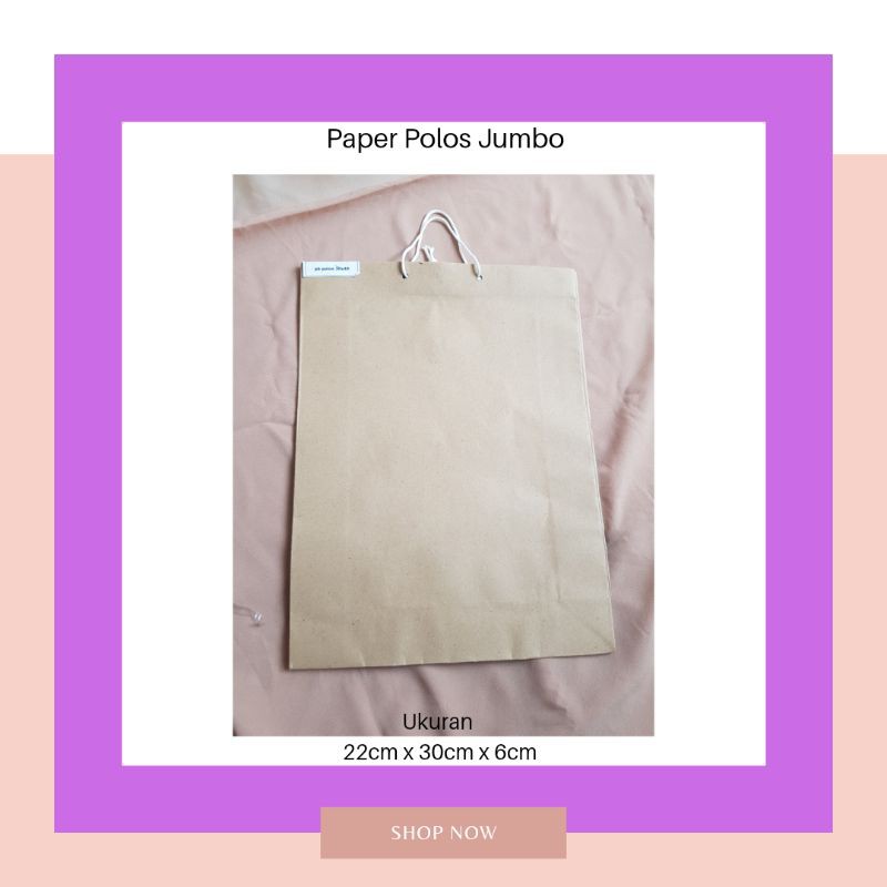 

Paper Bag Polos Jumbo 22 cm x 30 cm x 6 cm