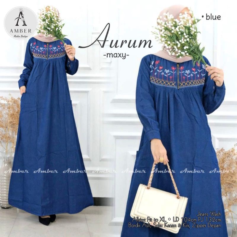 gamis jeans nesha maxi